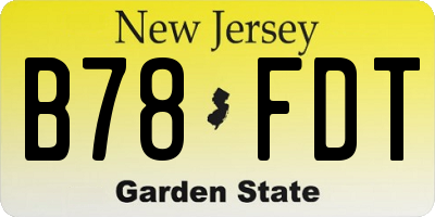NJ license plate B78FDT
