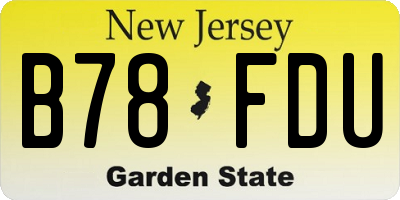NJ license plate B78FDU