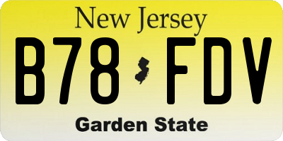 NJ license plate B78FDV