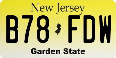 NJ license plate B78FDW