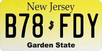 NJ license plate B78FDY