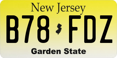 NJ license plate B78FDZ