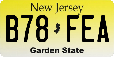NJ license plate B78FEA
