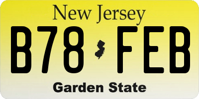 NJ license plate B78FEB