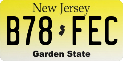 NJ license plate B78FEC