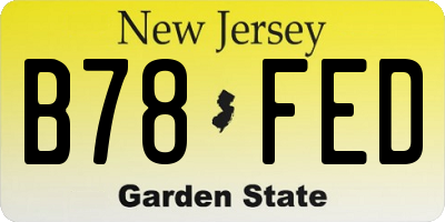 NJ license plate B78FED