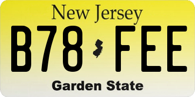 NJ license plate B78FEE