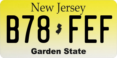 NJ license plate B78FEF