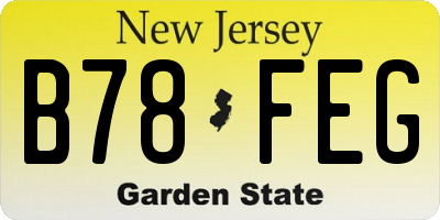 NJ license plate B78FEG