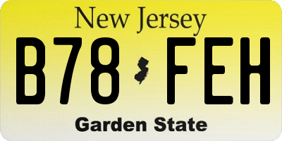 NJ license plate B78FEH