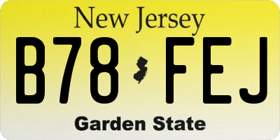 NJ license plate B78FEJ
