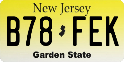NJ license plate B78FEK