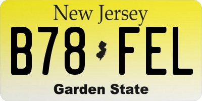 NJ license plate B78FEL