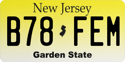 NJ license plate B78FEM