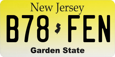 NJ license plate B78FEN