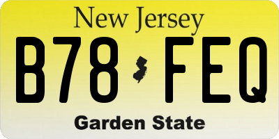 NJ license plate B78FEQ