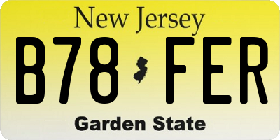 NJ license plate B78FER