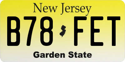 NJ license plate B78FET