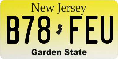NJ license plate B78FEU