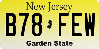 NJ license plate B78FEW