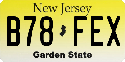 NJ license plate B78FEX