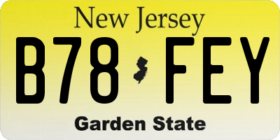 NJ license plate B78FEY