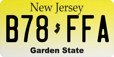 NJ license plate B78FFA