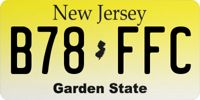 NJ license plate B78FFC