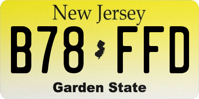 NJ license plate B78FFD