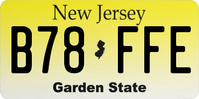 NJ license plate B78FFE