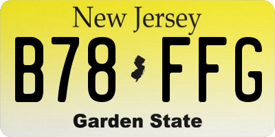 NJ license plate B78FFG