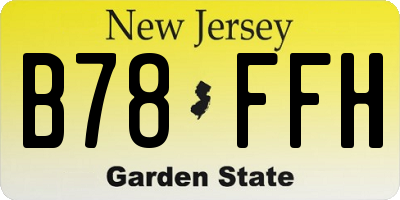 NJ license plate B78FFH