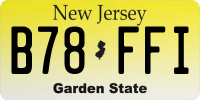 NJ license plate B78FFI