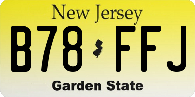 NJ license plate B78FFJ