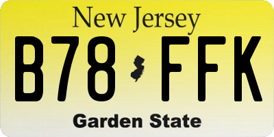 NJ license plate B78FFK
