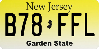 NJ license plate B78FFL