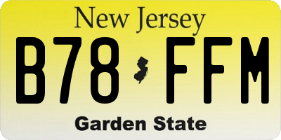 NJ license plate B78FFM