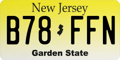 NJ license plate B78FFN