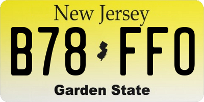 NJ license plate B78FFO