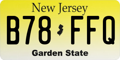 NJ license plate B78FFQ