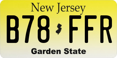 NJ license plate B78FFR