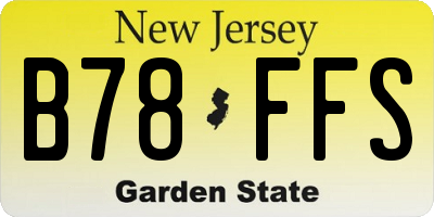 NJ license plate B78FFS