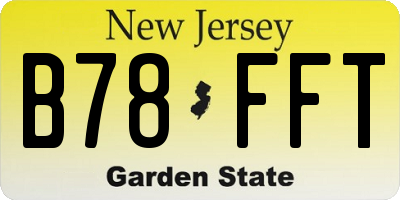 NJ license plate B78FFT