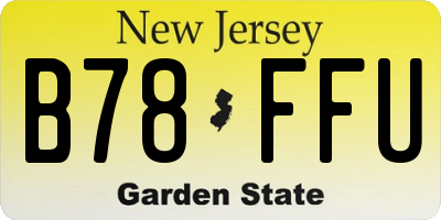 NJ license plate B78FFU