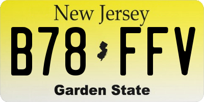 NJ license plate B78FFV