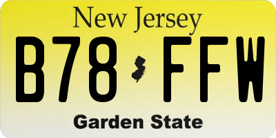 NJ license plate B78FFW