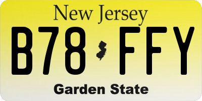 NJ license plate B78FFY