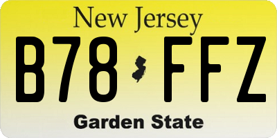 NJ license plate B78FFZ