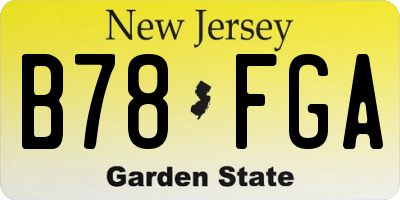 NJ license plate B78FGA