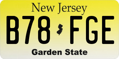 NJ license plate B78FGE